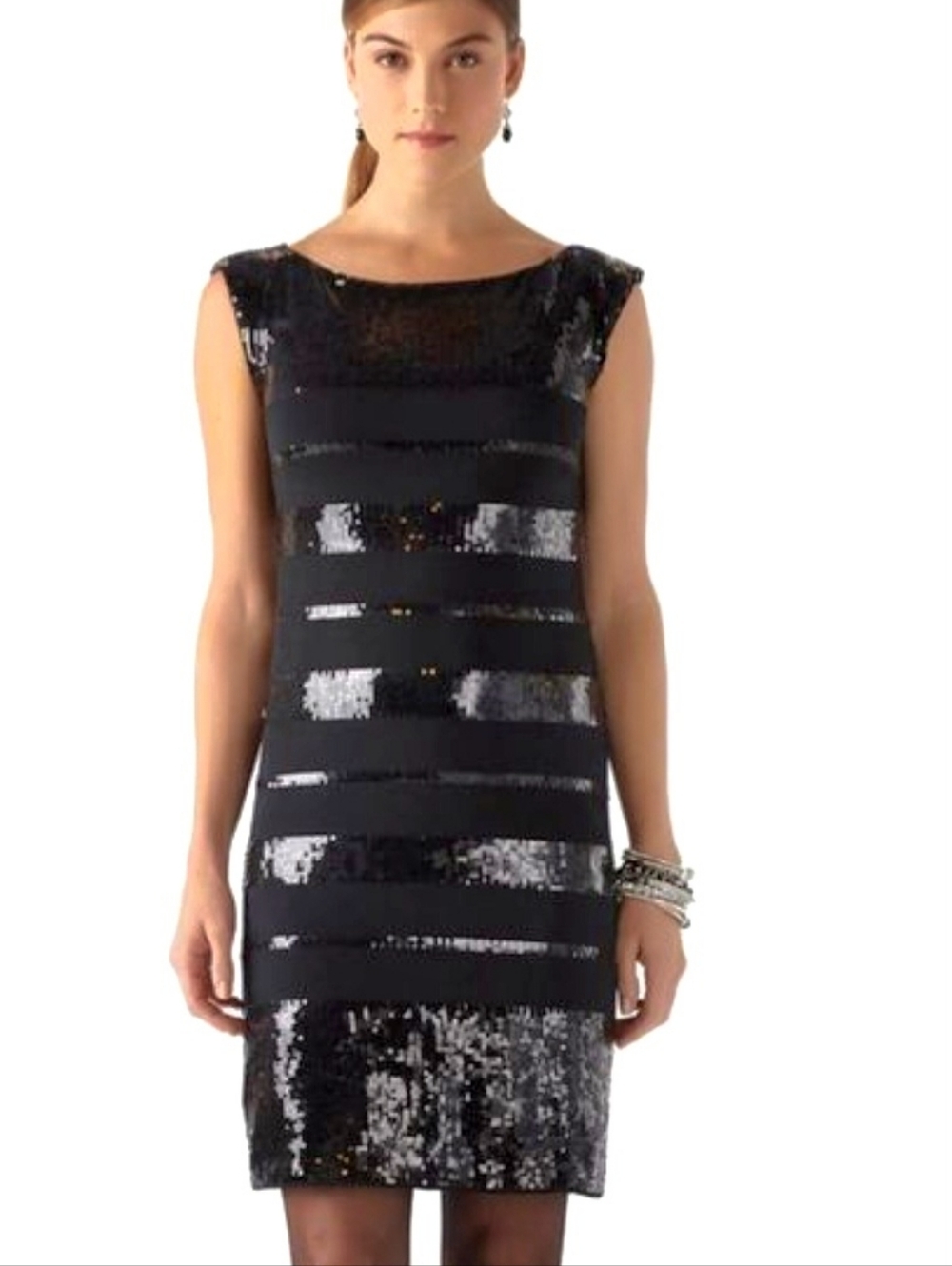 WHBM Black Sequin Sheath Dress Block Party Style
